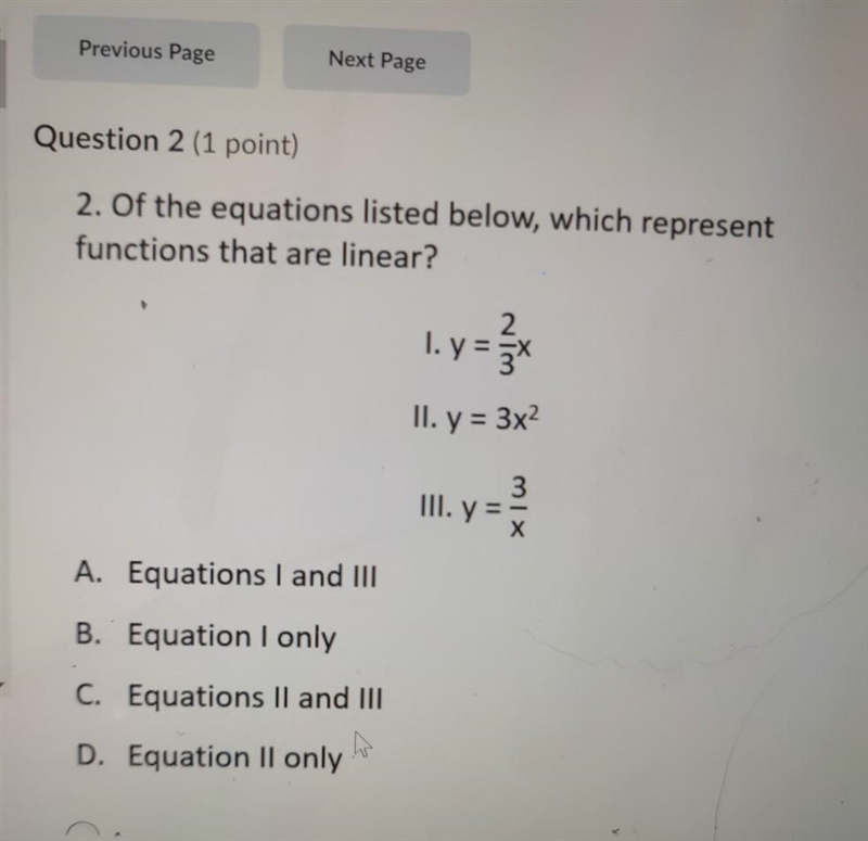 Of the equations listed below, which represent functions that are linear? 1.y = 3x-example-1