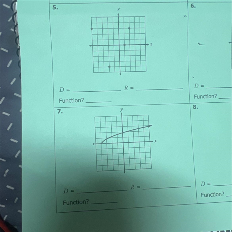 Find the domaine and range of each relation. Determine if the relation is a function-example-1