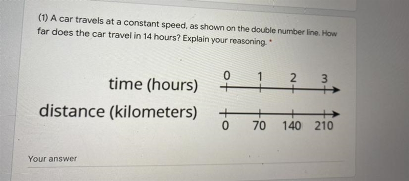 A car travels at a constant speed, as shown on the double number line. How far does-example-1