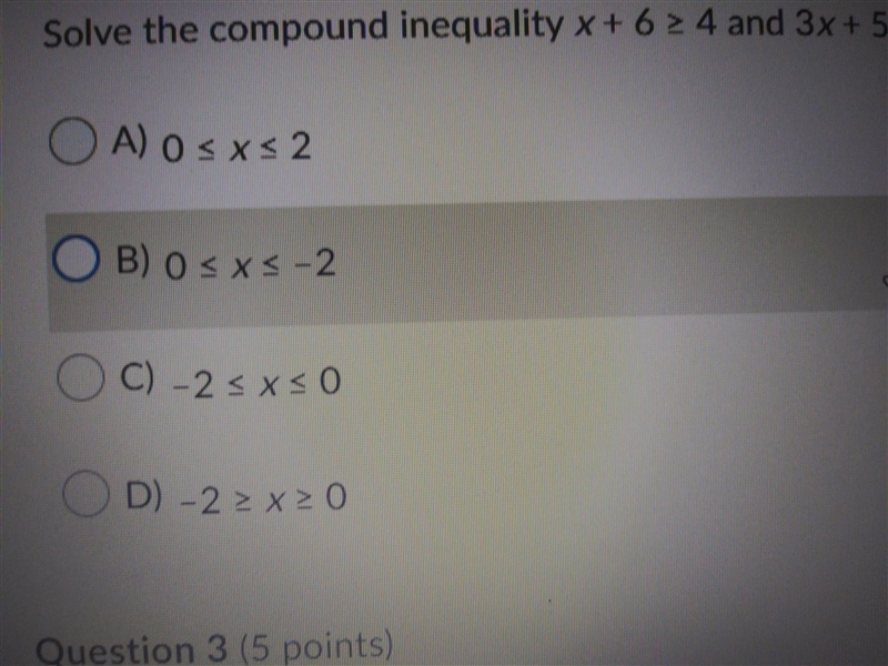 Solve the compound inequality x + 6 > 4 and 3x + 5 < 5-example-1