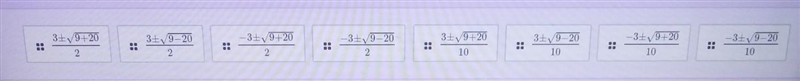 Match the equation with the correct set up in the quadratic formula 5x²+3x-1=0→____x-example-1