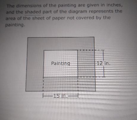 Keisha placed a painting in the center of a dark sheetof paperWhat is the area in-example-1