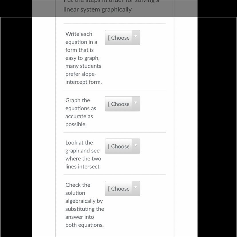 Put the steps in order for solving a linear system graphically The suggestion in the-example-1