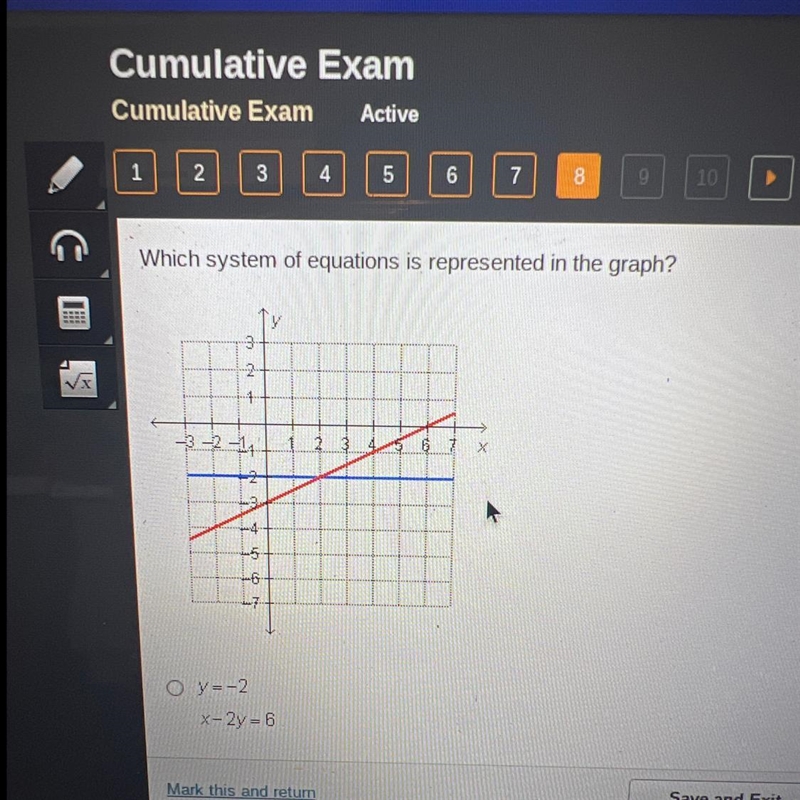 Which system of equations is represented in the graph? I could really use some help-example-1