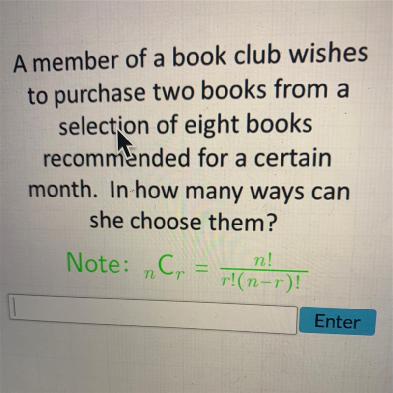 A member of a book club wishes to purchase two books from a selection of eight book-example-1