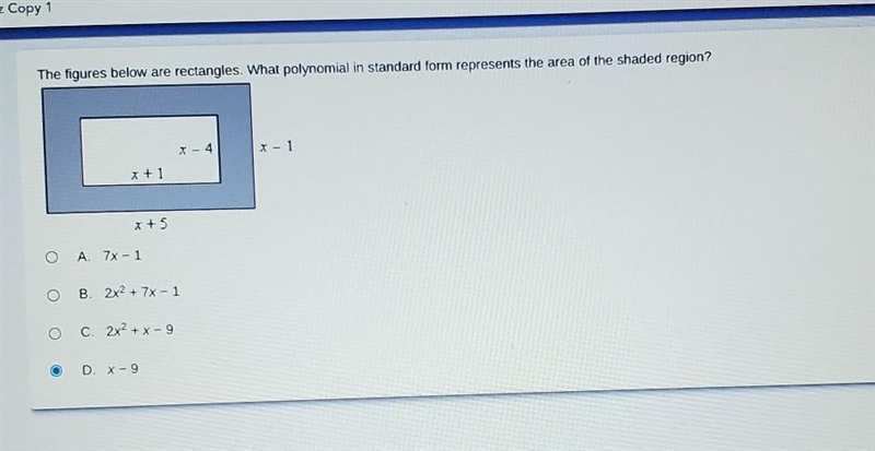 the figures below are rectangles. what polynomial in standard form represents the-example-1