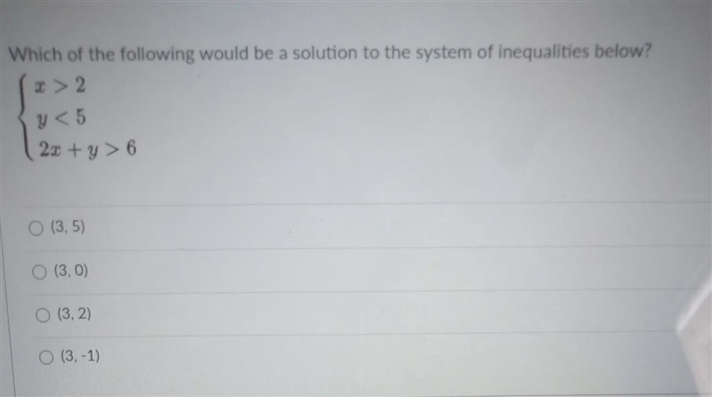 Which of the following would be a solution to the system of inequalities below? &lt-example-1