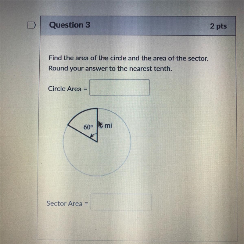 Find the area of the circle and the area of the sector round your answer to the nearest-example-1