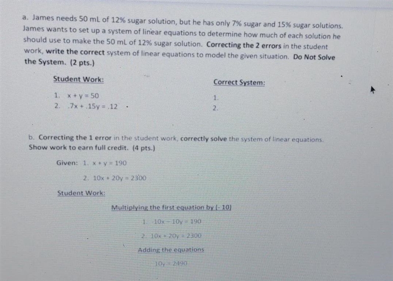 below are two separate examples of students work using a system of linear equations-example-1