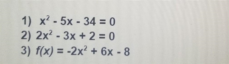 A) Find the discriminant and determine the number of roots of each equation. Discriminant-example-1