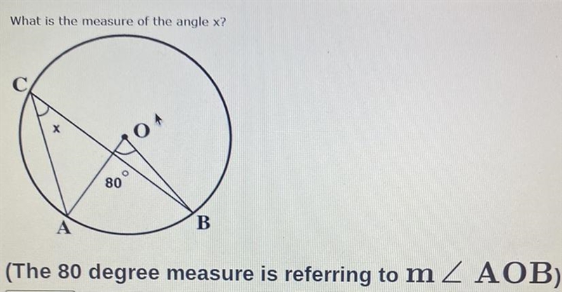 What is the measure of the angle x?-example-1