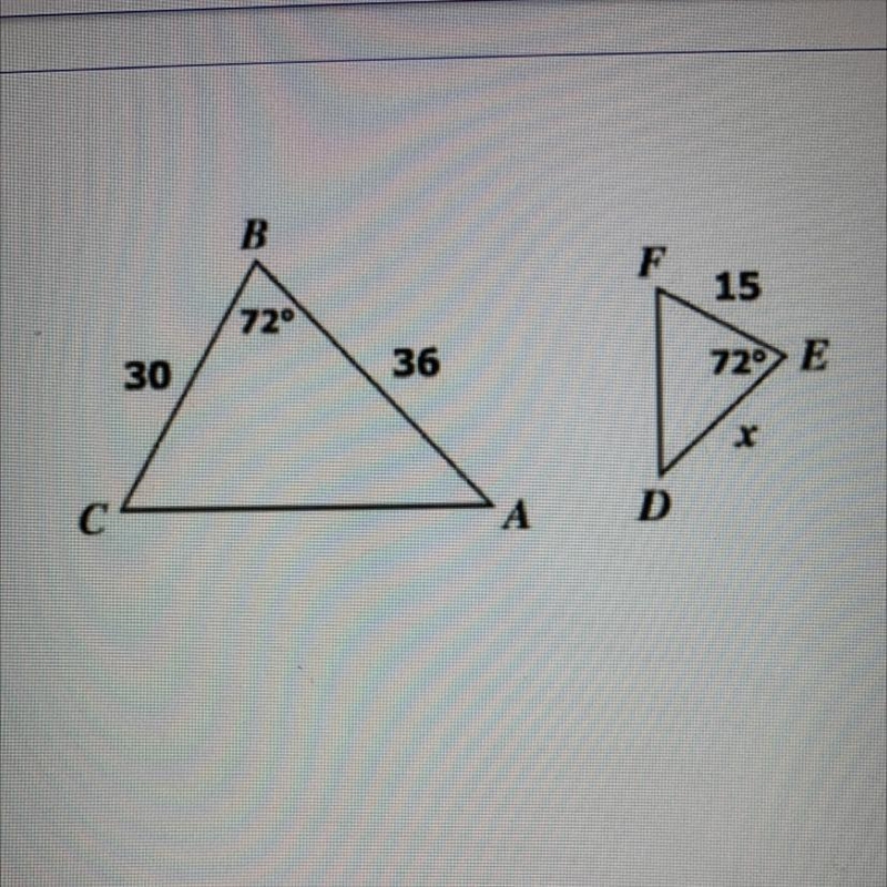 Triangle BAC is similar to triangle EDF. What is the measure of side ED? A) 15 B) 16 C-example-1