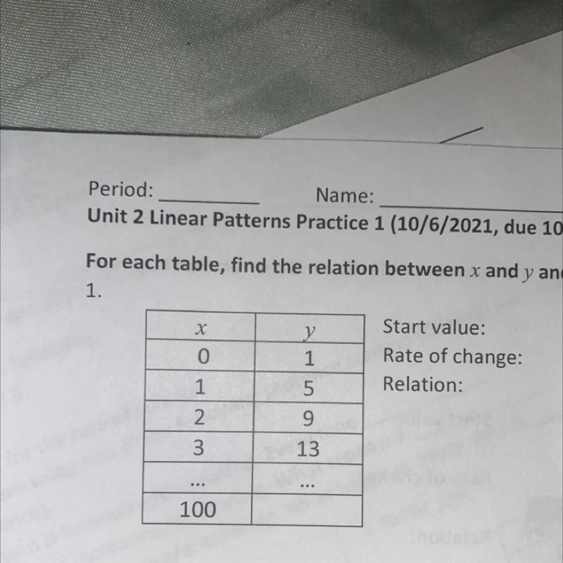 Could you solve number and the rate of change and start value and relation-example-1