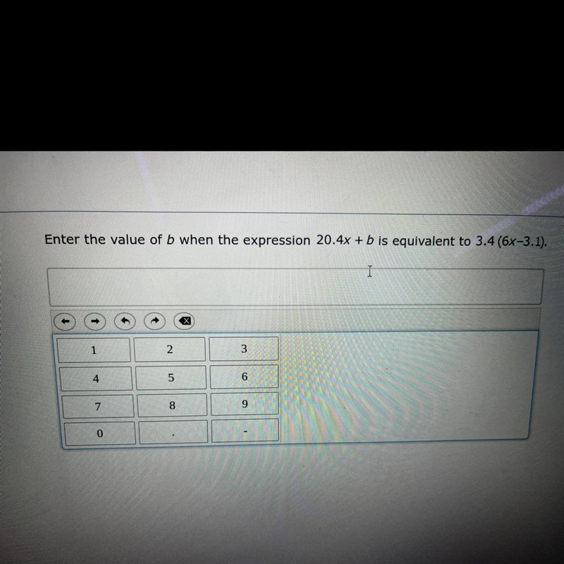 No link please……. Enter the value of b when the expression 30.4x + b is equivalent-example-1