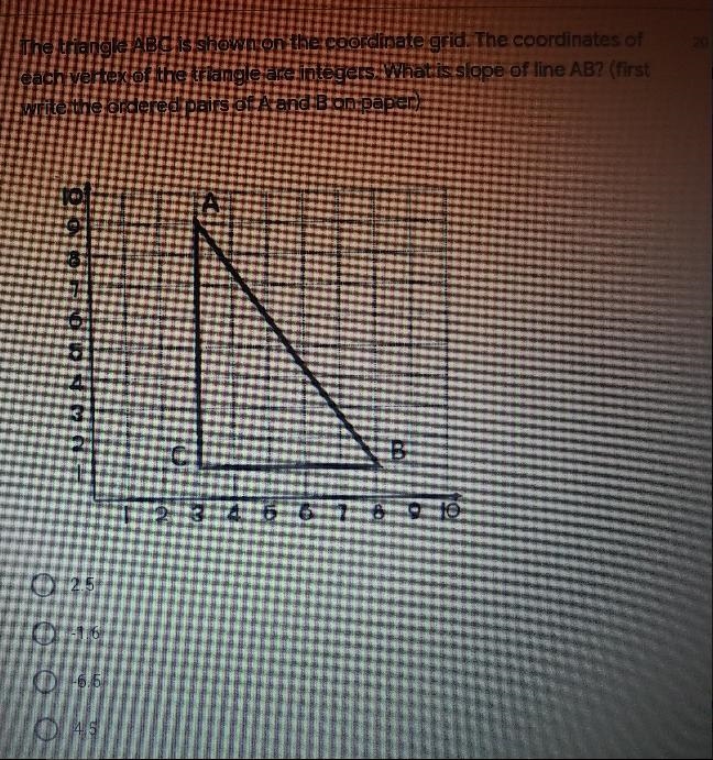 20 points The triangle ABC is shown on the coordinate grid. The coordinates of each-example-1