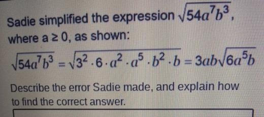 Describe the error sadie Made. and how to find the correct answerdescribe-example-1