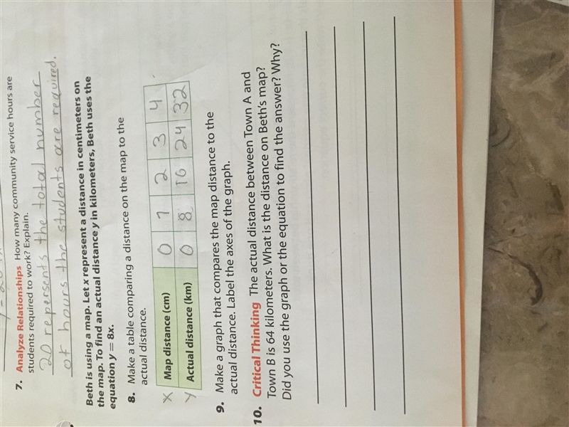 The actual distance between town A and twon b is 64 question # 10-example-1