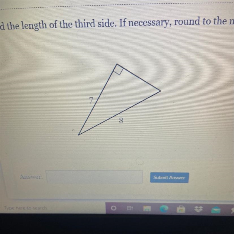 Find the length of the third side. Round if necessary-example-1