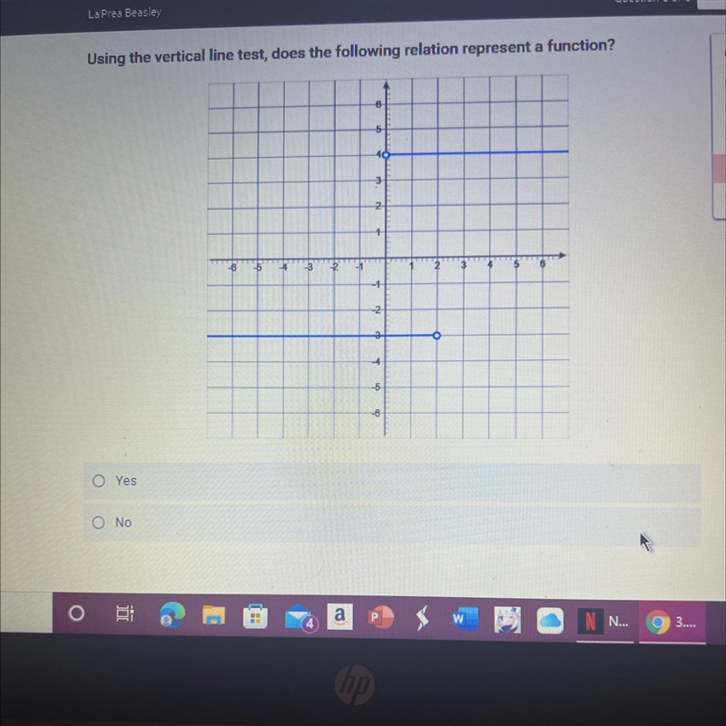 Using the vertical line test, does the following relation represent a function?-example-1