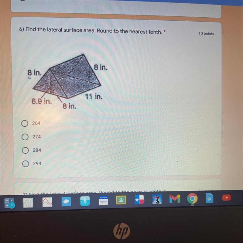 6) Find the lateral surface area. Round to the nearest tenth."10 points8 in.8 in-example-1