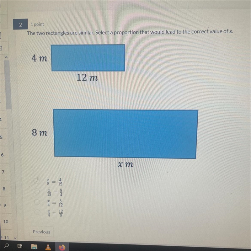 The two rectangles are similar select a proportion that would lead to the correct-example-1