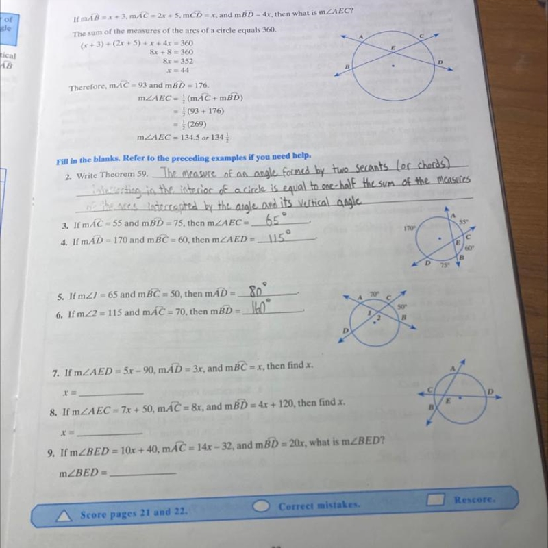 Please help me with 7,8,and 9. They are all related to the same circle-example-1