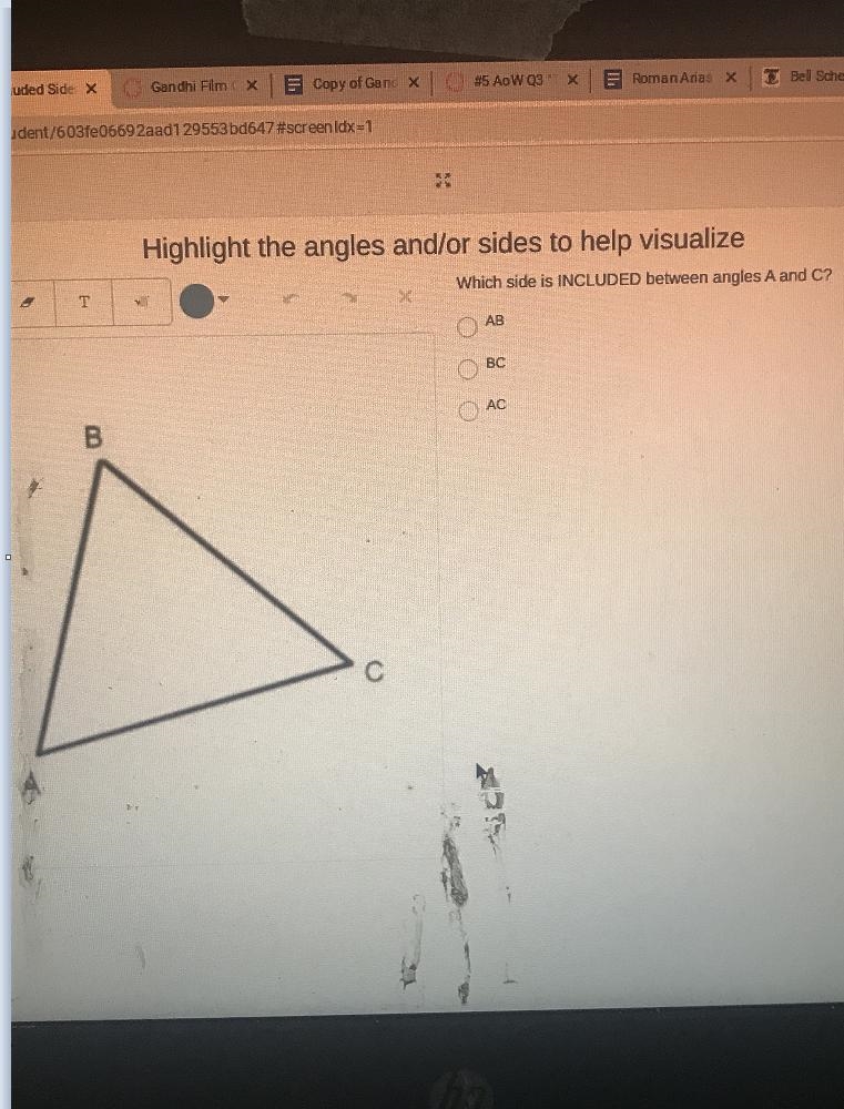 Highlight the angles and/or sides to help visualizeWhich side is INCLUDED between-example-1