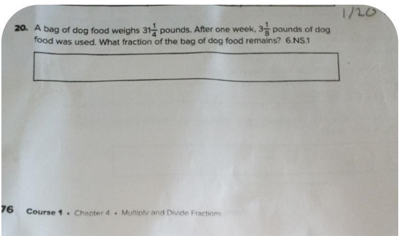 a bag of dog food weighs 31 and a quarter pounds after one week 3 and 1/8 pound of-example-1