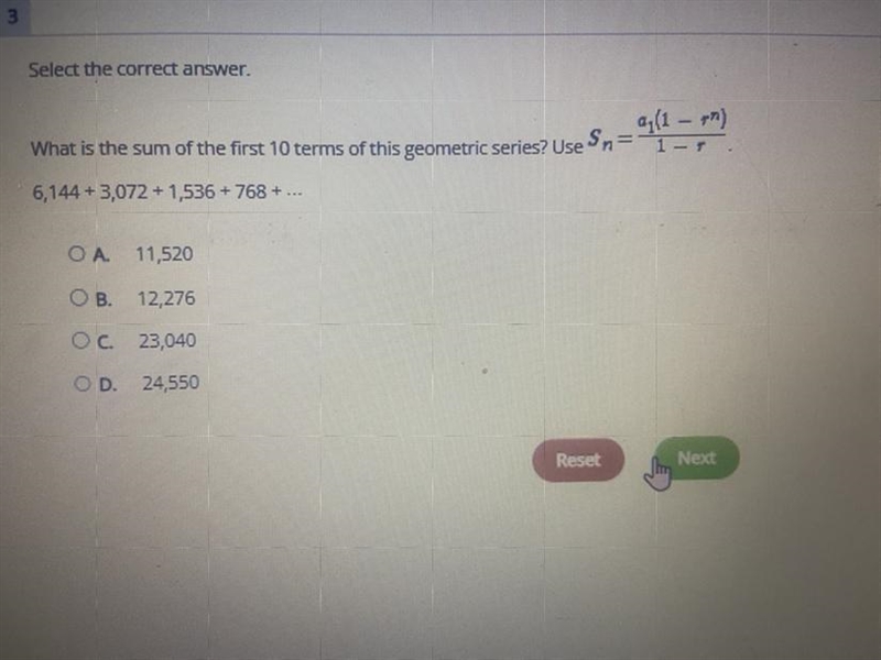 What is the sum of the first 10 terms of this geometric series?-example-1