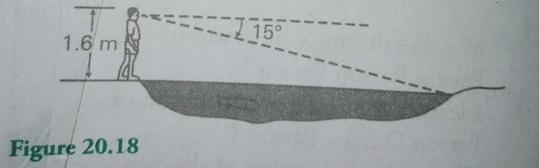 Find the width of the river in Figure 20.18 to the nearest metre.​-example-1