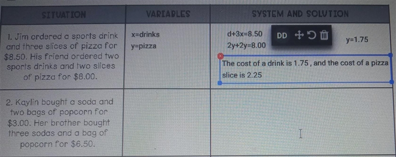 What are the variables for each item and what is the system and solutionONLY QUESTION-example-1