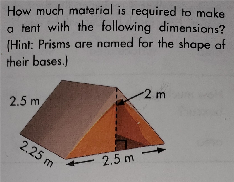 (10) How much material is required to make a tent with the following dimensions? (Hint-example-1