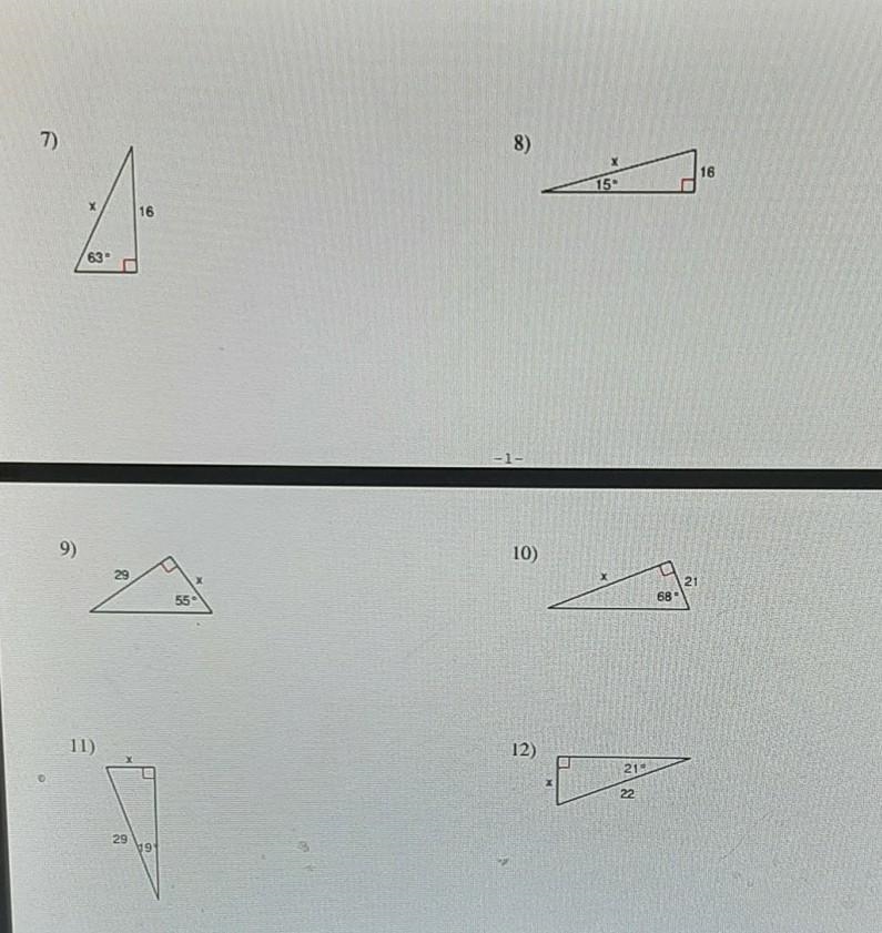 Solving right triangle find the missing side. round to the nearest tenth number 7.-example-1