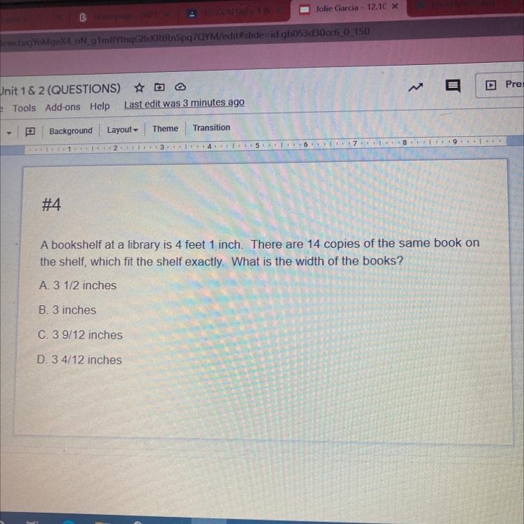 A bookshelf at a library is 4 feet 1 inch. There are 14 copies of the same book onthe-example-1