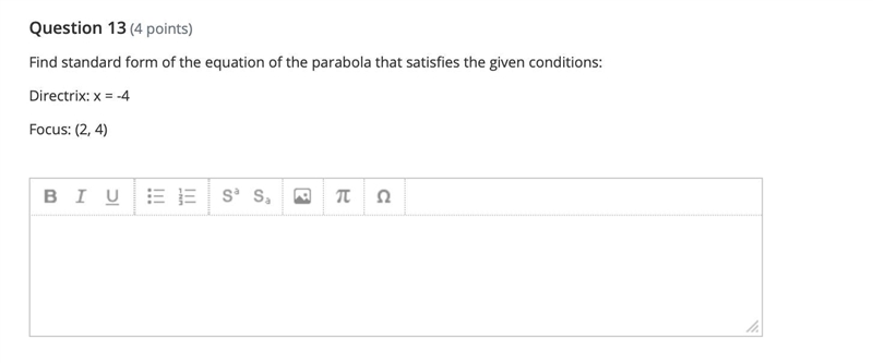 Find standard form of the equation of the parabola that satisfies the given conditions-example-1