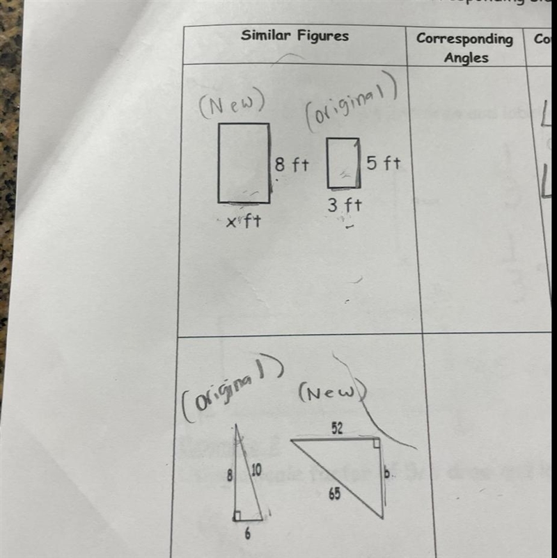 What would be the corresponding angles ( similar figures ). Any help with this question-example-1