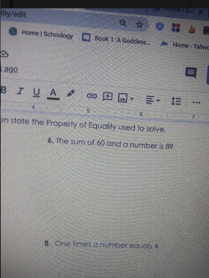 6. The sum of 60 and a number is 89-example-1