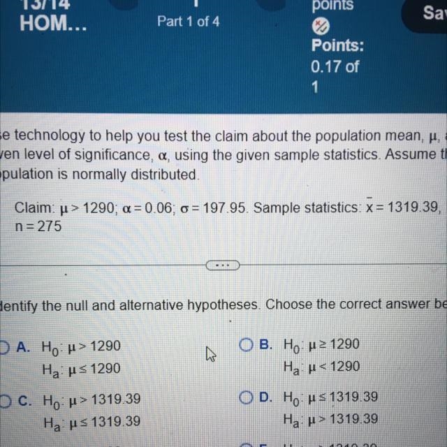 test the claim about the population mean, u, at thegiven level of significance, a-example-1