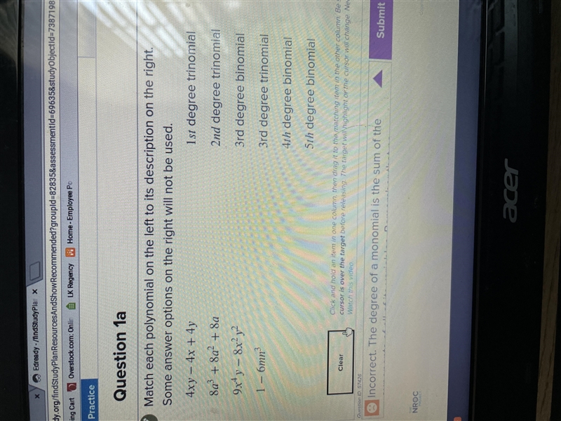 Match each poly nominal on the left to its description on the right-example-1