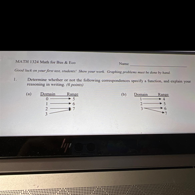 Determine whether or not the following correspondences specify a function, and explain-example-1