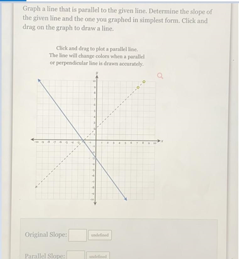 Graph a line that is parallel to the given line. Determine the slope ofthe given line-example-1