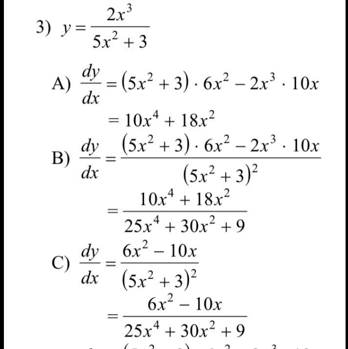 Differentiate the function with respect to x. Answer is B. I need the step. Thank-example-1