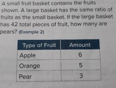 a small fruit basket contains the fruit shown. A large basket has the same ratio of-example-1