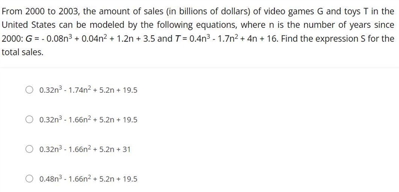 From 2000 to 2003, the amount of sales (in billions of dollars) of video games G and-example-1