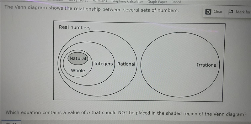 Which equation contains a value of n that should NOT be placed in the shaded region-example-2