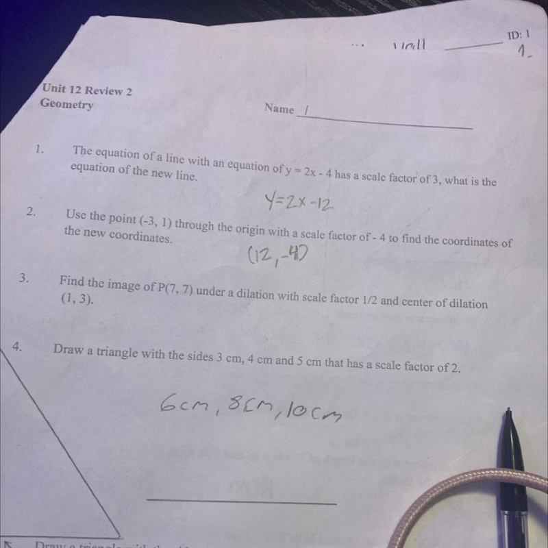 Find the image of P(7,7) under a dilation with scale factor 1/2 and center of dilation-example-1