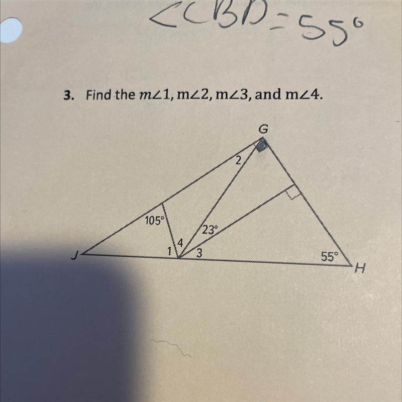 3. Find the m_1,m22,m23, and m24. G 105° 23° 4 3 55° H-example-1