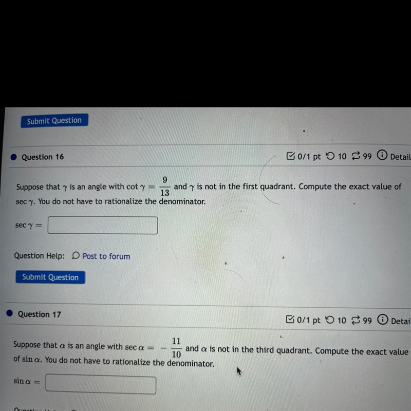 Suppose that is an angleand y is not in the first quadrant. Compute the exact value-example-1