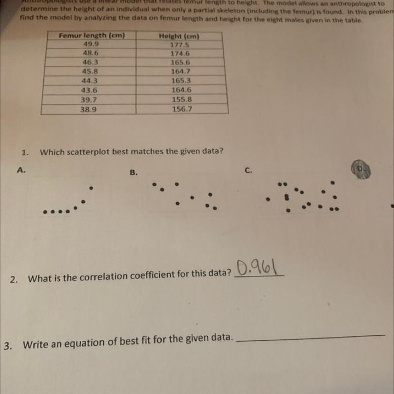 3. Write an equation of best fit for the given data.-example-1