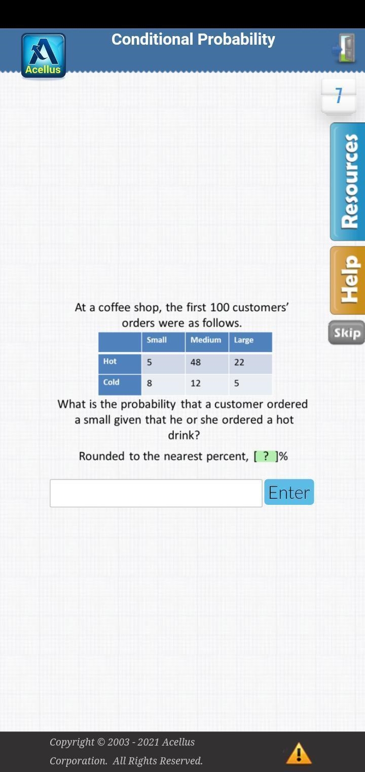 Please help! What is the probability a customer ordered a small, given that he or-example-1